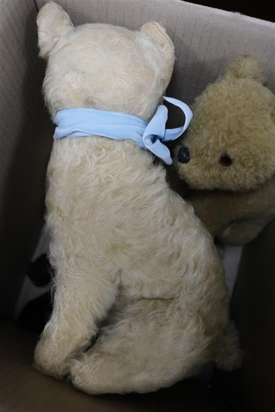 Hermann Zotty dog, panda and cat, tallest 12in. (5)